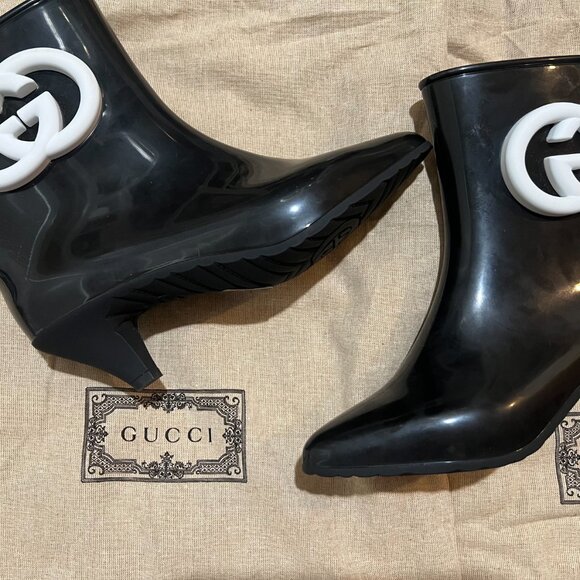 Gucci Interlocking GG Rubber Ankle Boots Rain Boots 36 6 6.5 Brand New Dustbags - Picture 6 of 9